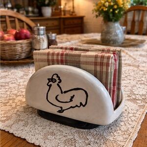 Chicken Country pottery glossy napkin holder